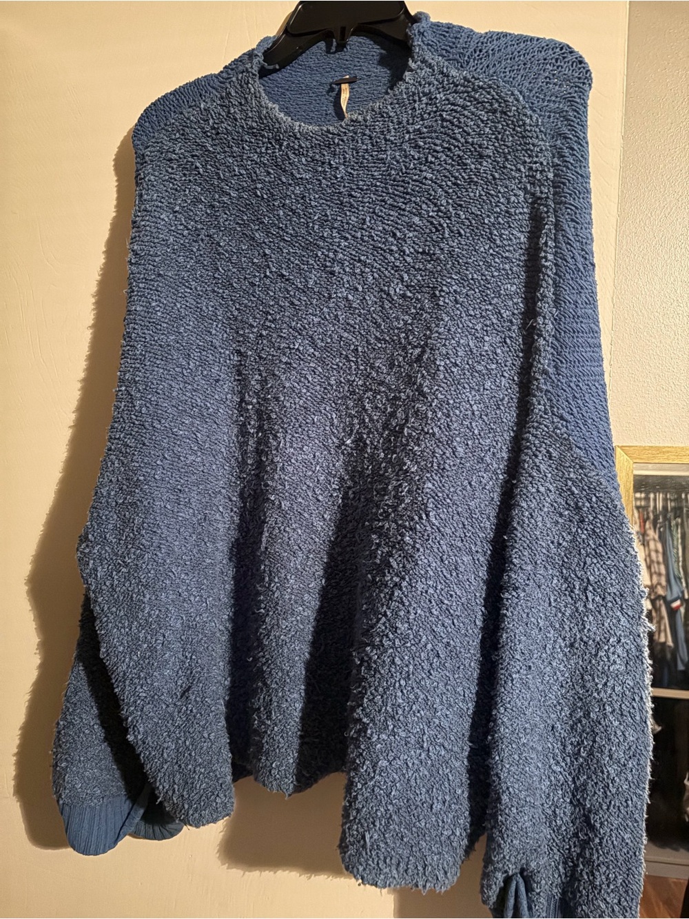 Free People Navy Blue Textured Pullover Sweater